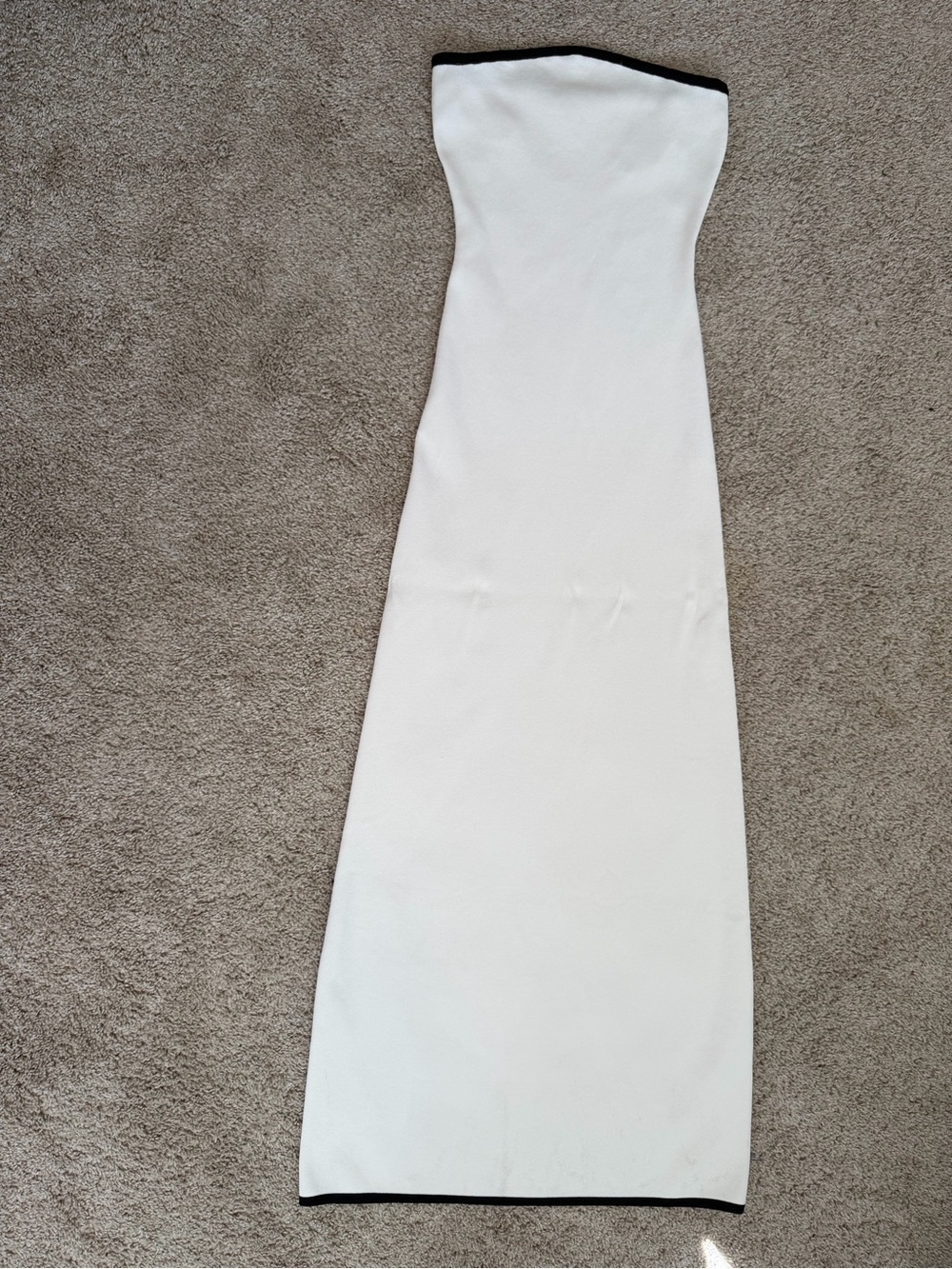 SOLID & STRIPED White Strapless Maxi Dress with Black Trim